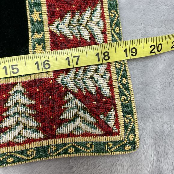 Luxurious Velveteen Christmas Placemats (8) Tapestry Trim Trees Holiday Party - Picture 4 of 4